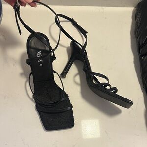 Zara Elegant Black Strappy Heels